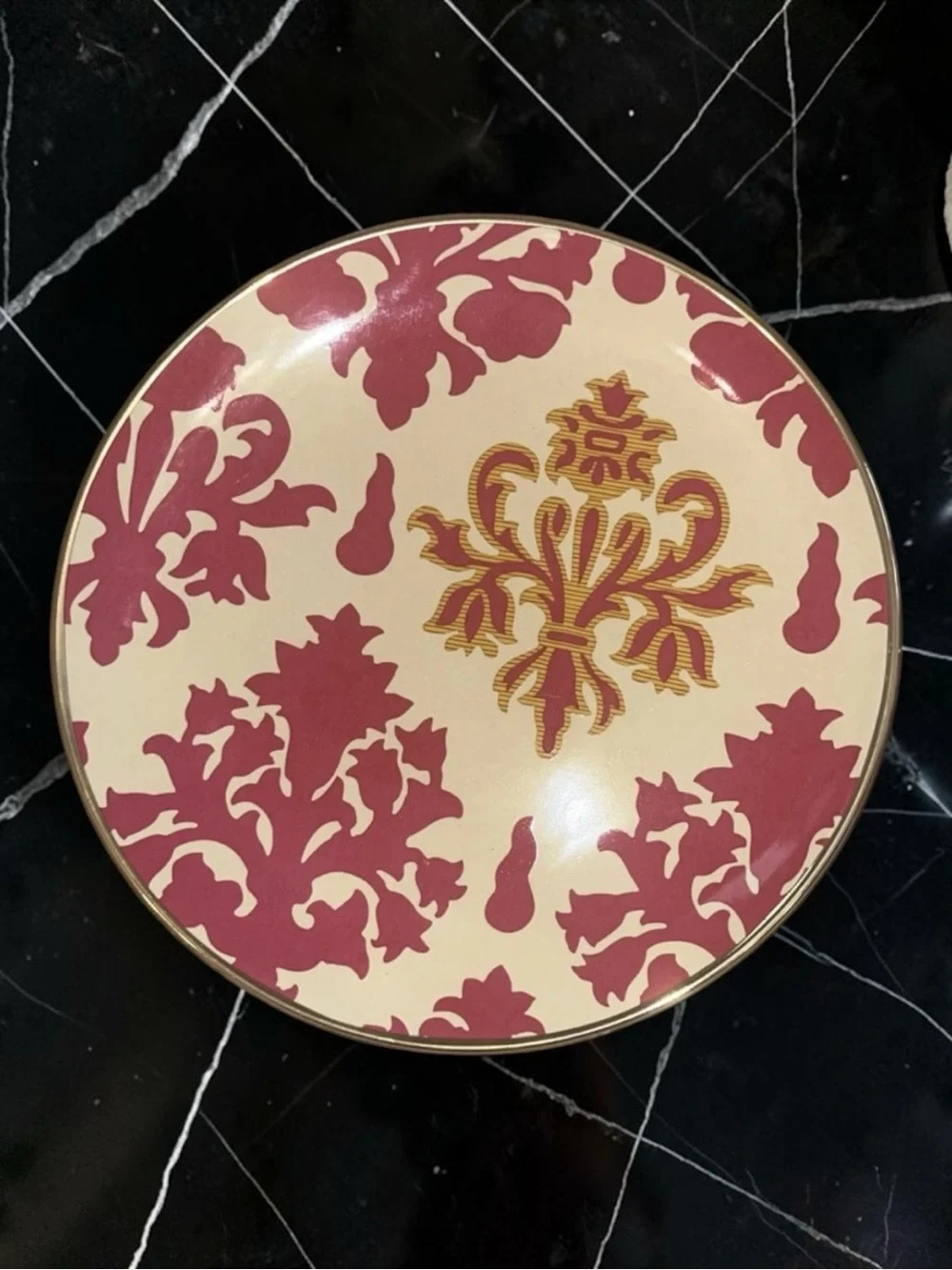 NIB Set of 8 Tracy Reese Neiman Marcus Dessert Salad Plates 18K Gold Rim 7 1/4”